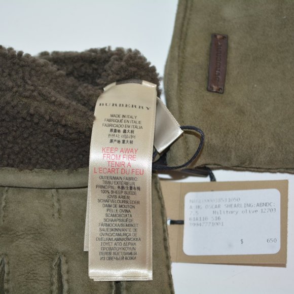 NWT BURBERRY SHEARLING LINED SUEDE GLOVES - Picture 7 of 7